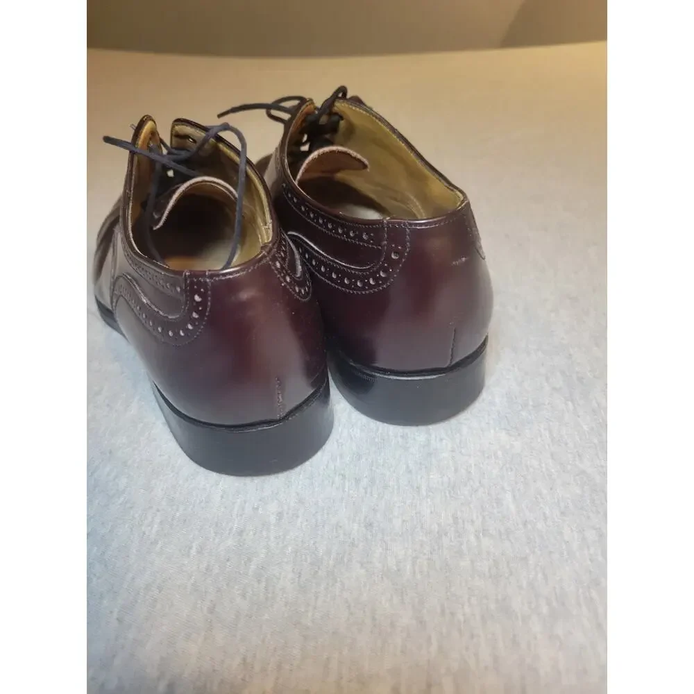 Royal Tweed Brown Leather Cap Toe Brogue Lace-Up Oxford Dress Shoes 10C